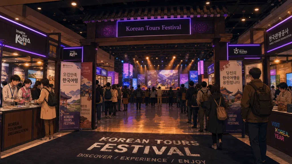 festival coreen tours : file devant les stands Korean Tours Festival à Tours