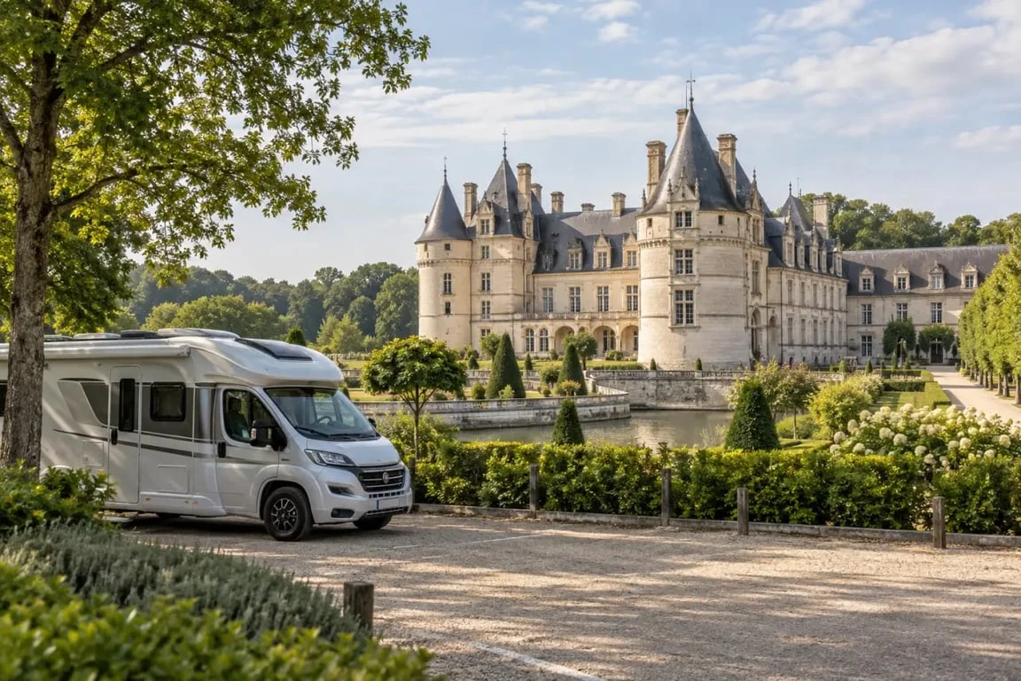 Château de la Loire en camping-car avec accès piéton au monument