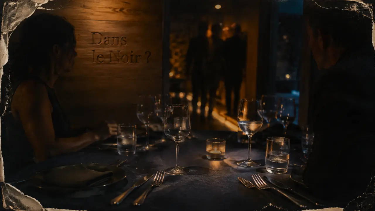 Restaurant insolite tours : dîner dans le noir, salle obscure, table dressée